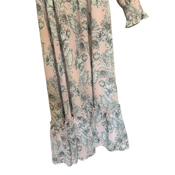 MISA Los Angeles Smocked Waist Maxi Dress Floral Boho Ruffle Hem Size Small - Picture 5 of 6